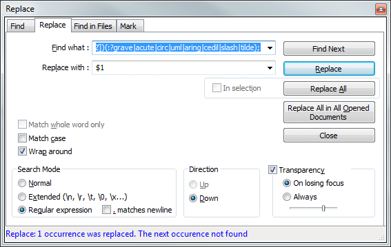 Notepad++ Replace Form