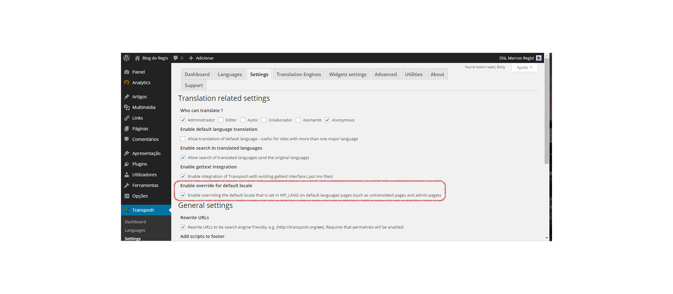 Transposh WordPress Plugin Sobrescrevendo Linguagem Padrão Blog do Regis Meus aprendizados
